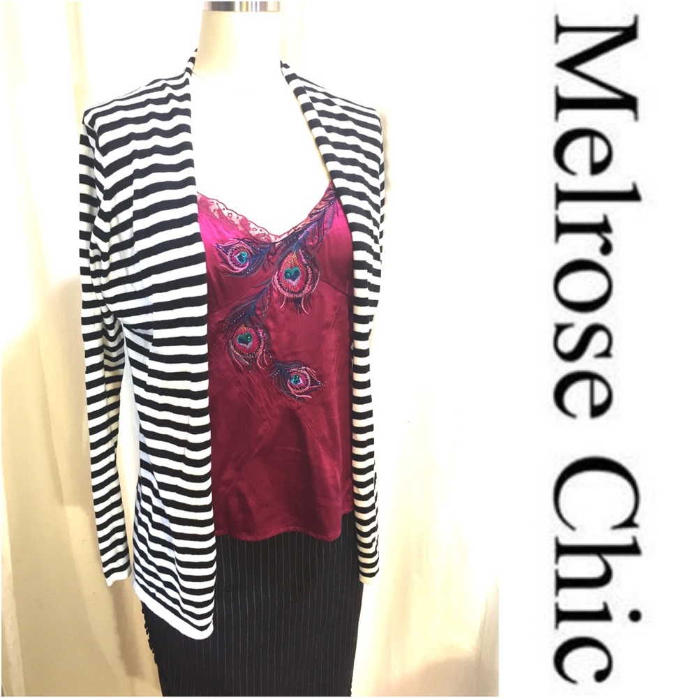Fine knit cotton striped cardigan